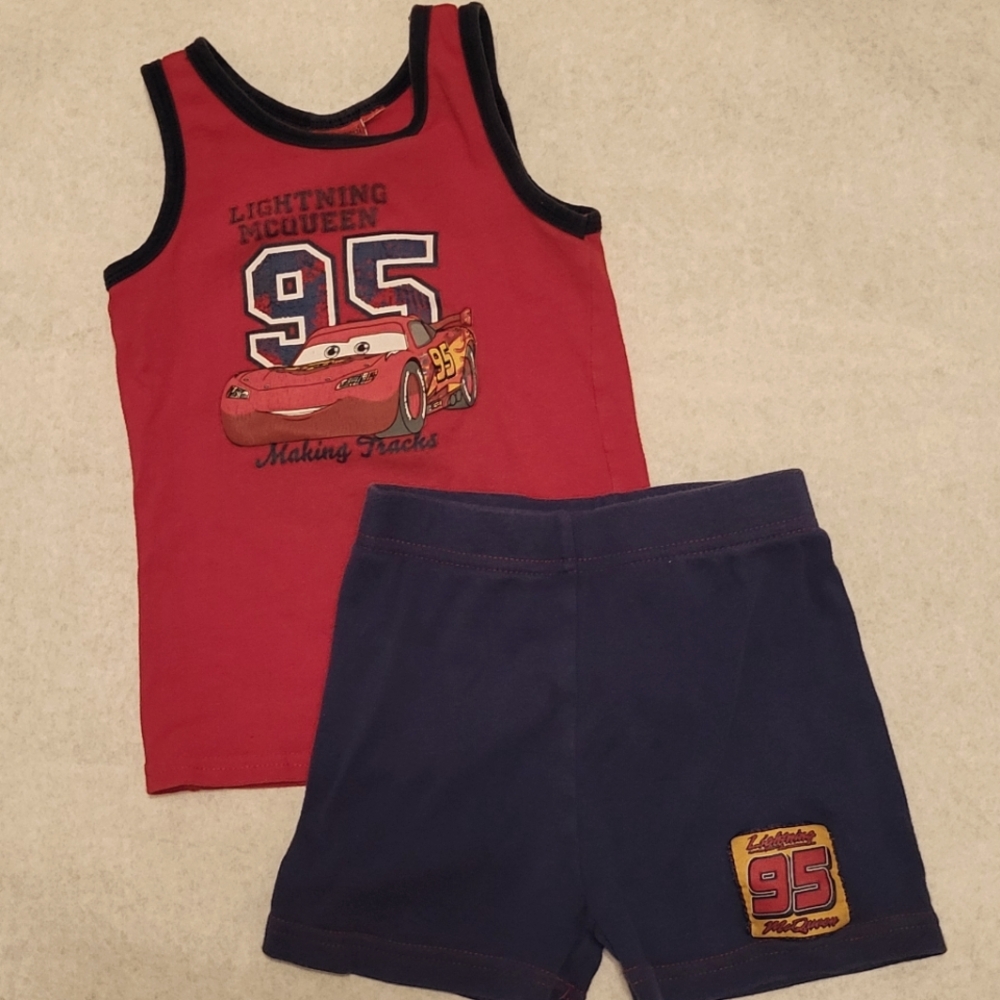 Lightning McQueen tank top and matching shorts
